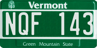 VT license plate NQF143