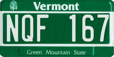 VT license plate NQF167