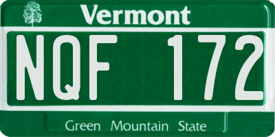 VT license plate NQF172