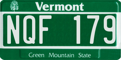 VT license plate NQF179