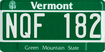 VT license plate NQF182