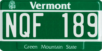 VT license plate NQF189