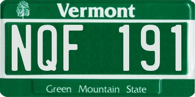 VT license plate NQF191