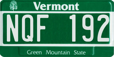 VT license plate NQF192