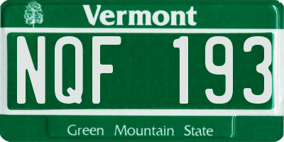 VT license plate NQF193