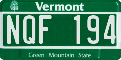 VT license plate NQF194