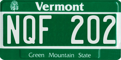 VT license plate NQF202