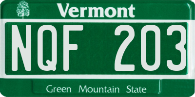 VT license plate NQF203