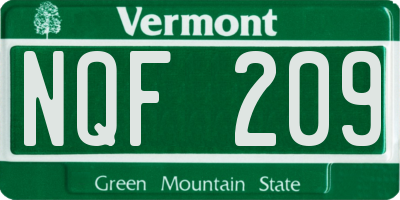 VT license plate NQF209