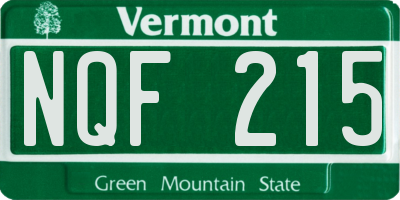 VT license plate NQF215