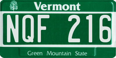 VT license plate NQF216