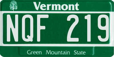 VT license plate NQF219