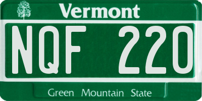 VT license plate NQF220