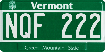 VT license plate NQF222