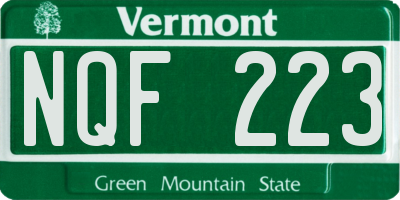 VT license plate NQF223