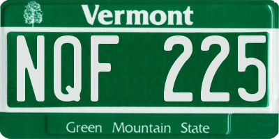 VT license plate NQF225