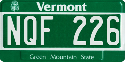 VT license plate NQF226