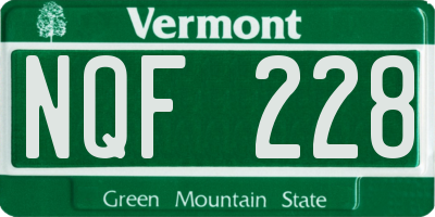 VT license plate NQF228