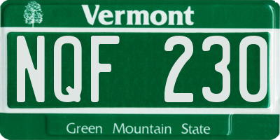 VT license plate NQF230