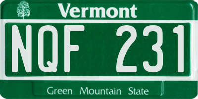 VT license plate NQF231