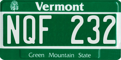 VT license plate NQF232