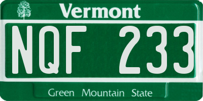 VT license plate NQF233