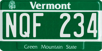 VT license plate NQF234