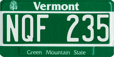 VT license plate NQF235