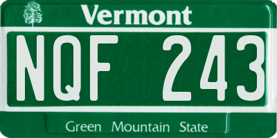 VT license plate NQF243