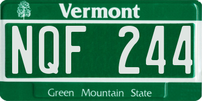 VT license plate NQF244