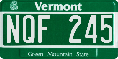 VT license plate NQF245