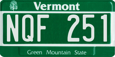 VT license plate NQF251