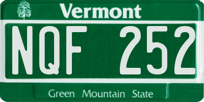 VT license plate NQF252