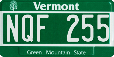 VT license plate NQF255