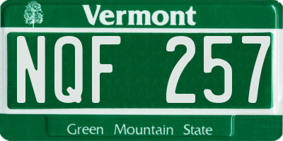 VT license plate NQF257