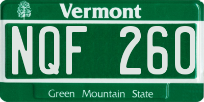 VT license plate NQF260