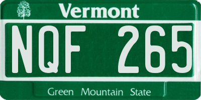 VT license plate NQF265
