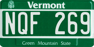 VT license plate NQF269