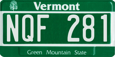 VT license plate NQF281