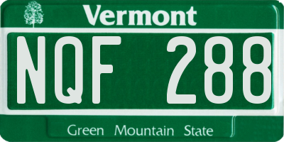 VT license plate NQF288