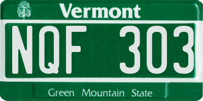 VT license plate NQF303