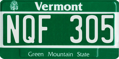VT license plate NQF305