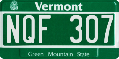 VT license plate NQF307