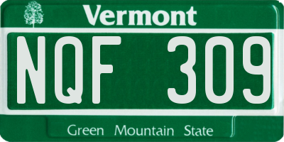 VT license plate NQF309