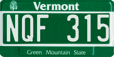 VT license plate NQF315