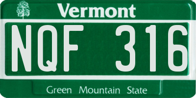 VT license plate NQF316