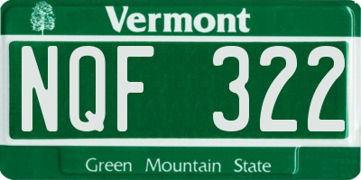 VT license plate NQF322
