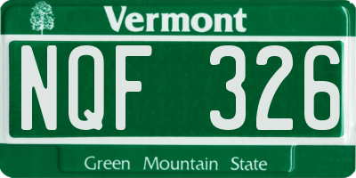 VT license plate NQF326