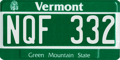 VT license plate NQF332
