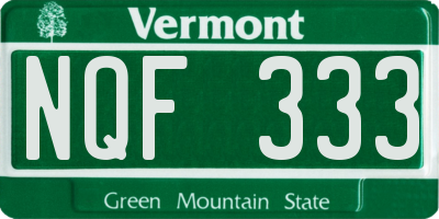 VT license plate NQF333